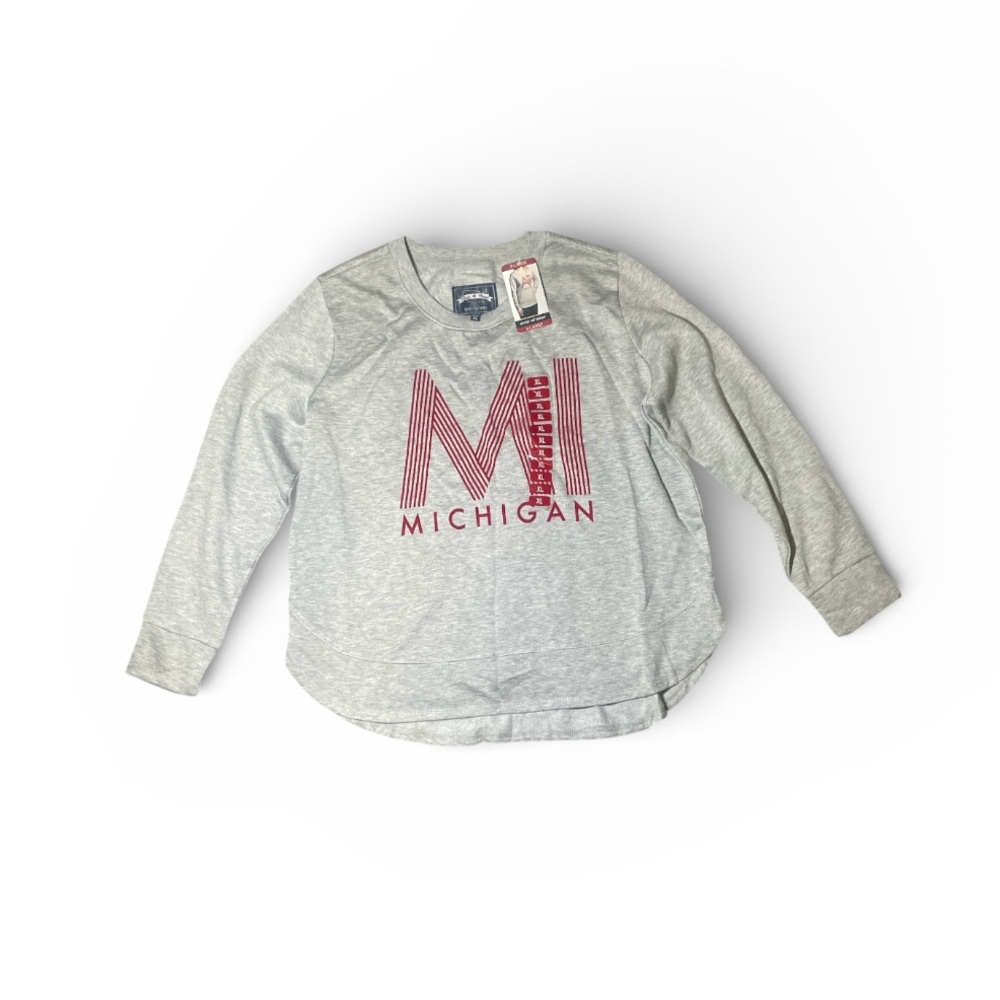 State of Mine Gray and Red Michigan Sweater